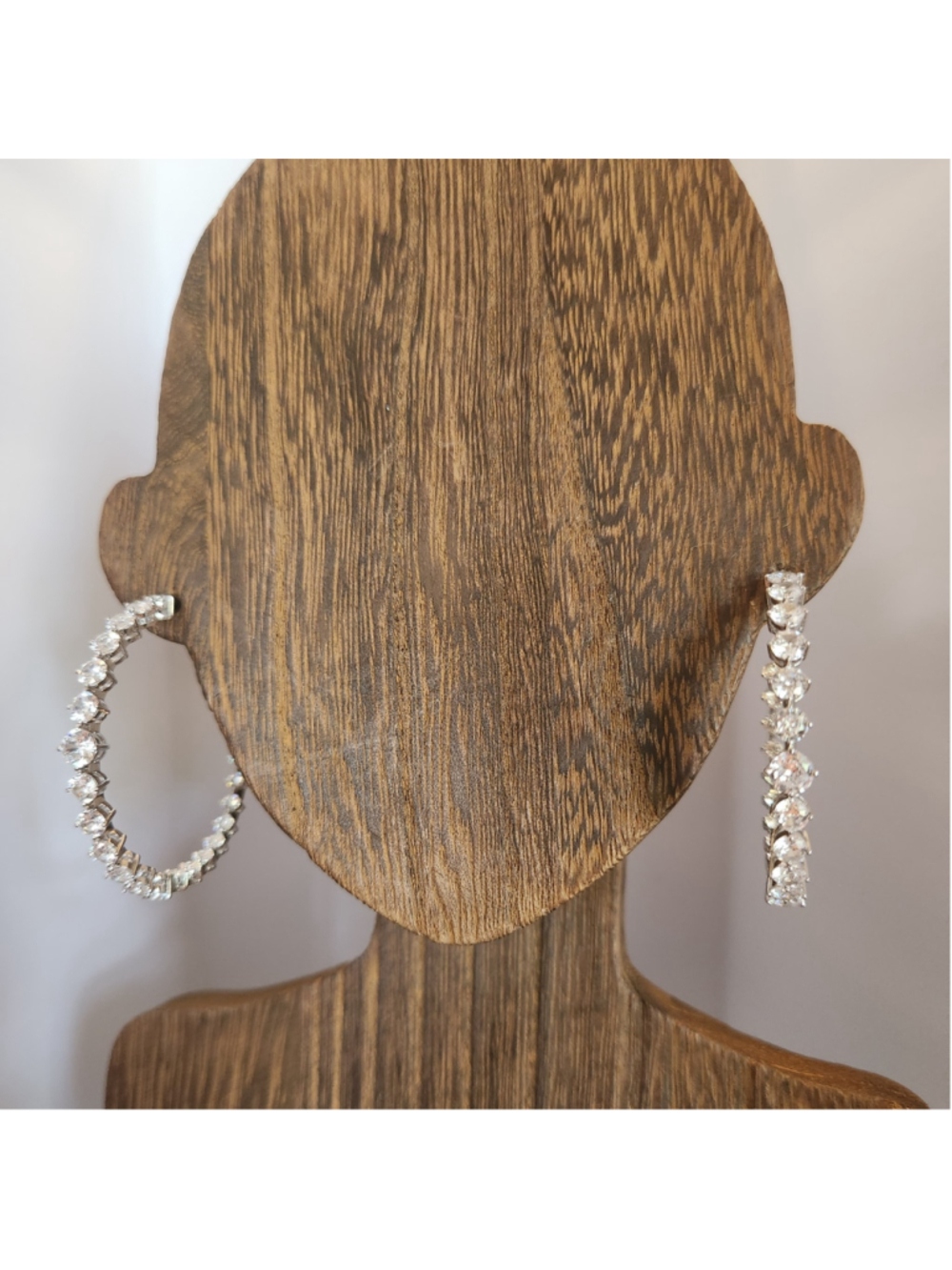 Eliot Danori Silver Hoop Earrings with White Crystals - Picture 7 of 13